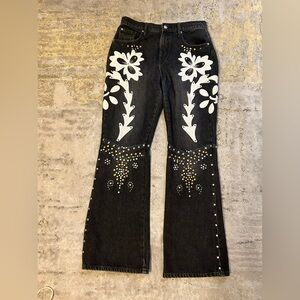 Urban outfitters jeans, size 29, bootcut, black and white, silver and gold